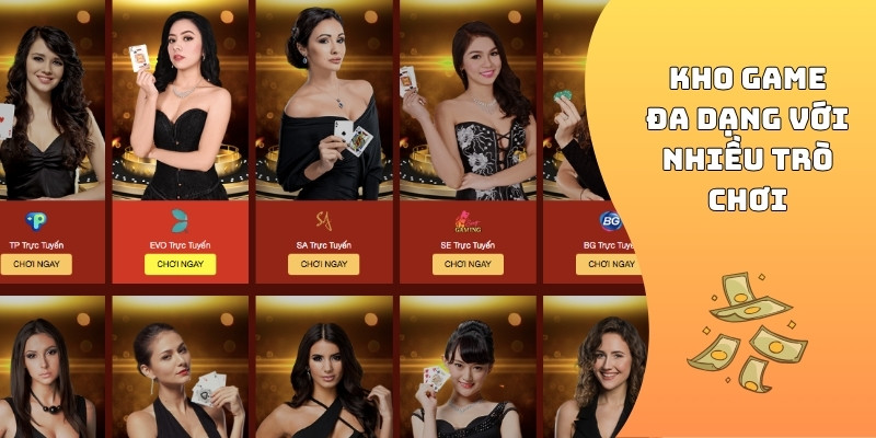 Kho game đa dạng với nhiều trò chơi