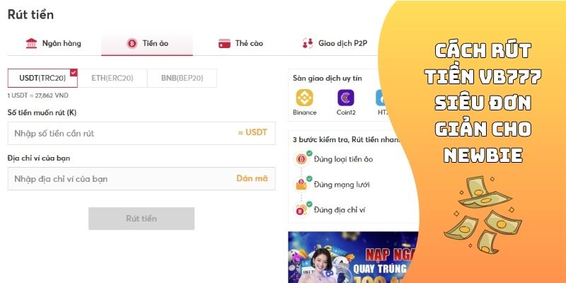 Cách rút tiền VB777 siêu đơn giản cho newbie