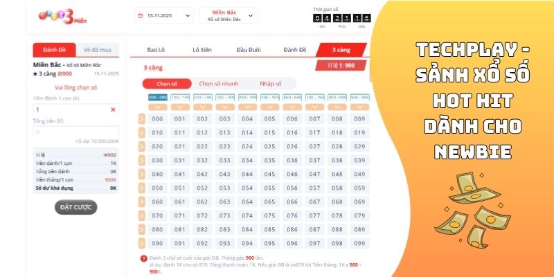 Techplay - Sảnh xổ số hot hit dành cho newbie